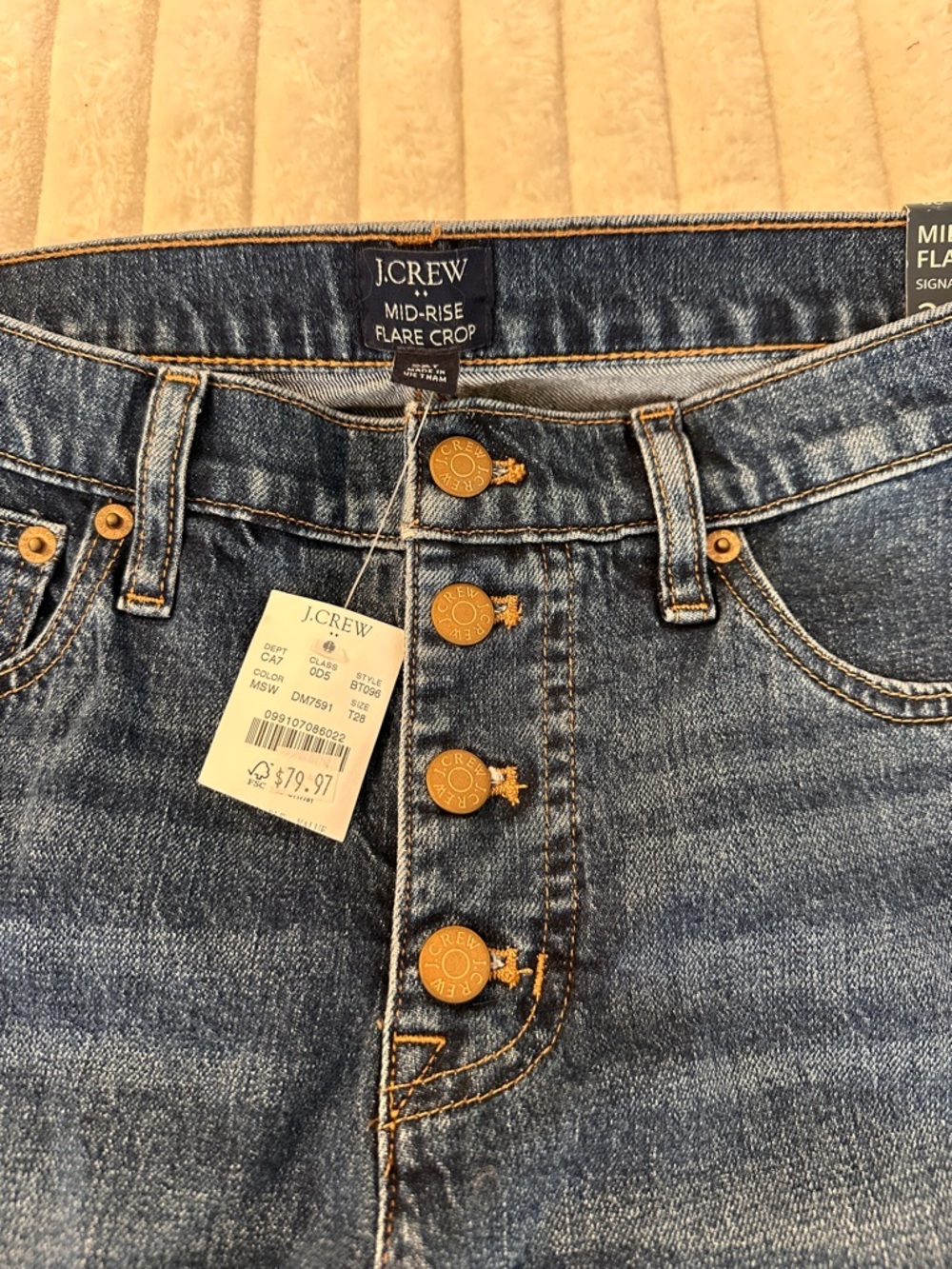J. Crew Dark Indigo Mid Rise Flare Crop Jeans Women’s 28T NWT - Picture 2 of 3